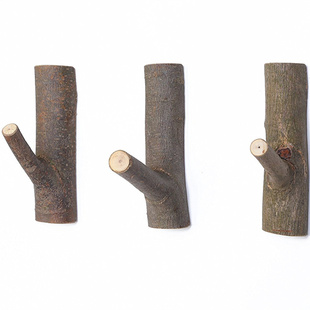 乡村复古带皮实木创意壁挂树枝衣钩田园简约手工装饰挂钩树杈挂钩