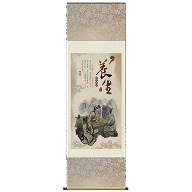 六联画中医调理温补艾灸养生挂画丝绸壁画定制丝绸装饰画茶楼挂画