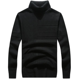 白色高领毛衣男士修身打底衫秋冬季加绒加厚款翻领羊毛衫潮流线衣