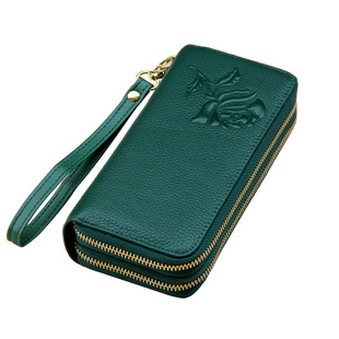 真皮女士钱包女长款女式皮夹双拉链手机包大容量牛皮手拿包多隔层