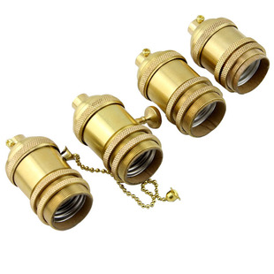 定制 美国UL认证E26/E27全牙光身纯铜带拉链开关灯头灯饰DIY配件