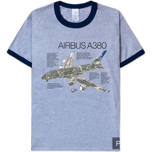 空中客车Airbus A380航空客机短袖印花t恤飞行员男女宽松设 无界