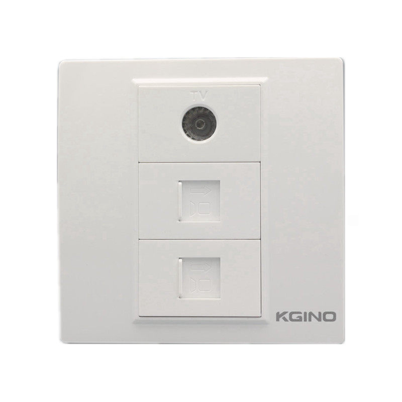 86型双网络TV天线插座 2个免打电脑网线宽带+TV有线电视墙壁插座