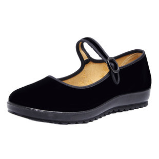 大码黑布鞋宽脚胖脚前掌加宽大码女鞋老北京布鞋女士方口加大单鞋