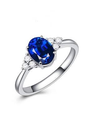 水晶蓝宝石韩国复古爱心方形戒指