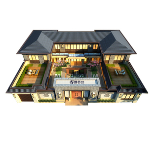 别墅设计图纸新中式四合院豪华豪宅两层农村宅基地自建房cad图纸