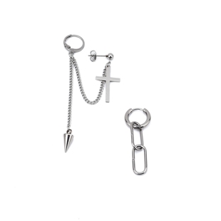 GOT林在范同款十字架尖锥耳链耳骨夹钛钢耳饰原宿风耳环嘻哈耳夹