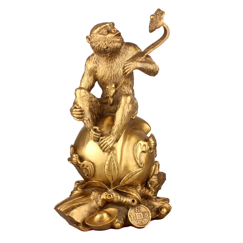 纯铜猴子摆件福寿双全工艺品