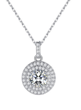 韩国韩版气质百搭奢华锆石爆闪微镶圆形水晶吊坠短项链锁骨链女