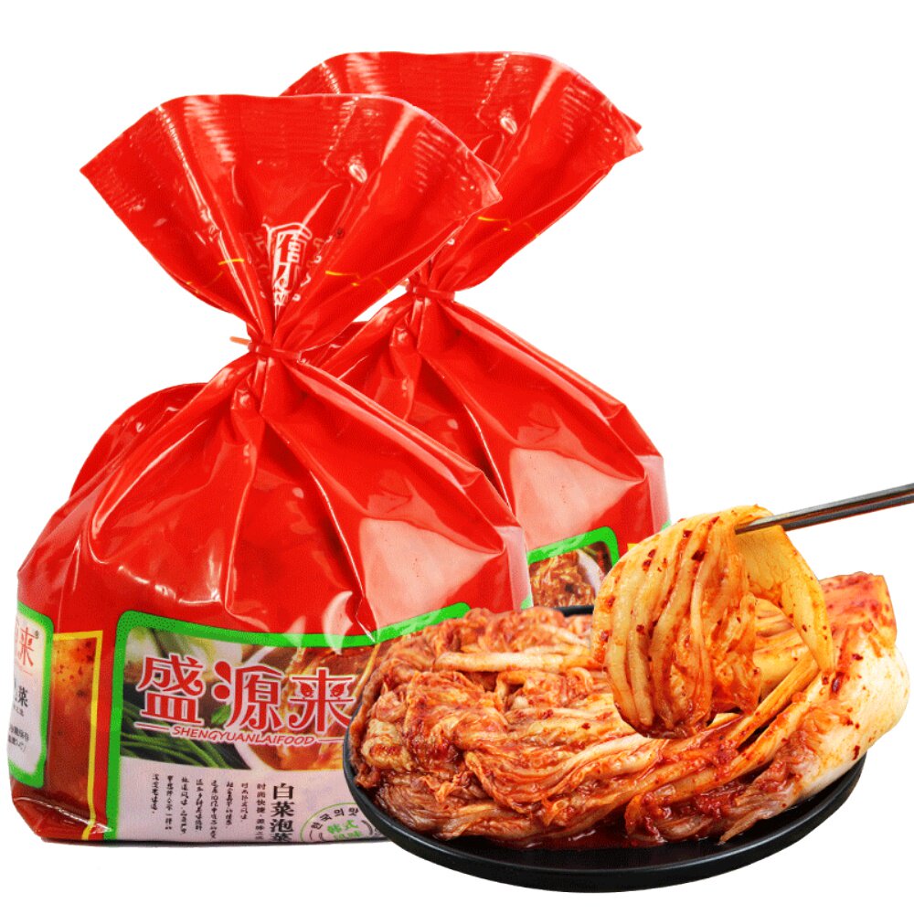 盛源来韩国泡菜正宗辣白菜东北酸辣泡菜整半颗韩式下饭菜1kg*2袋