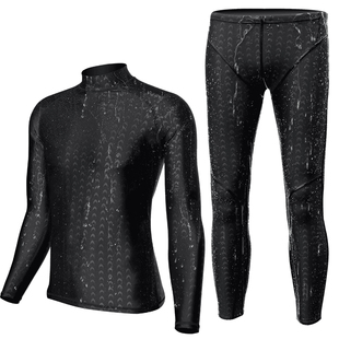 游泳裤男士长裤鲨鱼皮防水速干大码防晒冲浪冬泳长袖短袖泳衣套装