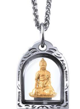 个性佛牌玻璃吊坠钛钢