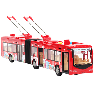 林达儿童惯性公交车大号开门公共汽车宝宝巴士仿真模型男孩校车