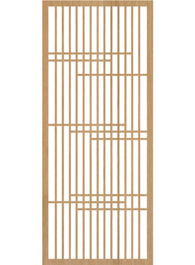 新中式入户玄关木质格珊进门隔断