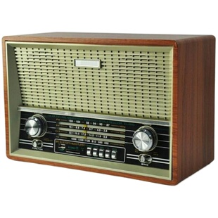 欧美复古收音机台式老人老式插卡蓝牙音箱摇控调频中波短波广播