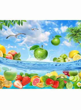水果装饰餐厅清新自然整张壁画