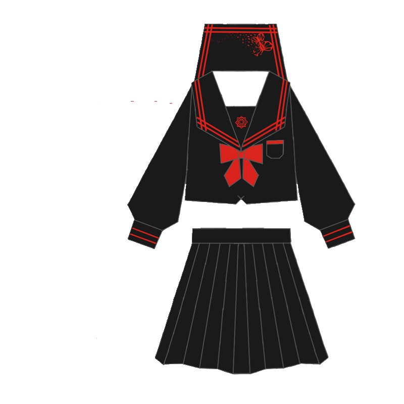 原创JK制服 赤二本关西襟正统水手服暗黑系套装中间服日系百褶裙
