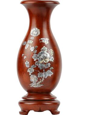 实木质中式风室内禅意花插工艺品