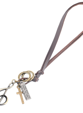 复古风非主流皮绳十六分毛衣链