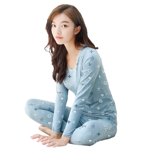 【杭缇】少女纯棉修身秋衣秋裤套装