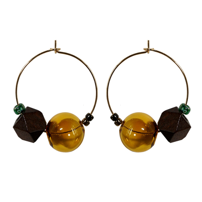 timexx原创设计风木珠紫色耳圈