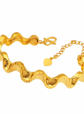 欧币风仿真24k波浪纹结婚手镯