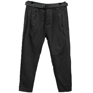 原创时尚男装 冰凉舒适夏装修身裤皮带军事休闲裤 九分休闲男潮裤