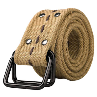 户外帆布腰带百搭加厚加长编织双环扣皮带休闲帆布皮带军旅工装裤