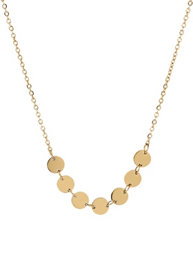 项链ins冷淡风18k金色圆片韩潮