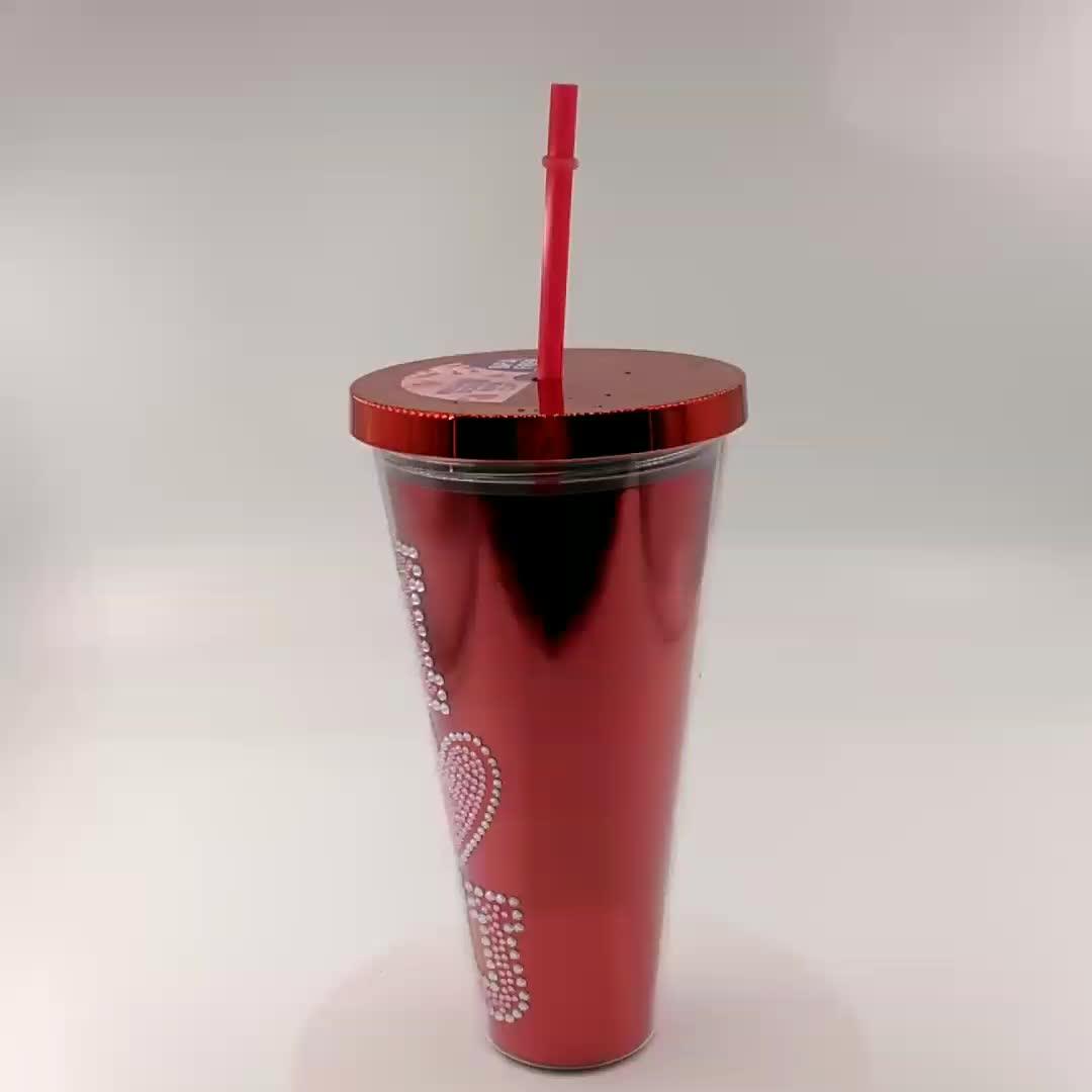 30oz Double Wall Plastic Travel Tumbler With Straw Buy Double Wall