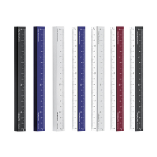国誉尺子学生文具KOKUYO铝制都市印象18cm小学生儿童直尺PC随身测量透明小尺子Urban Monochrome