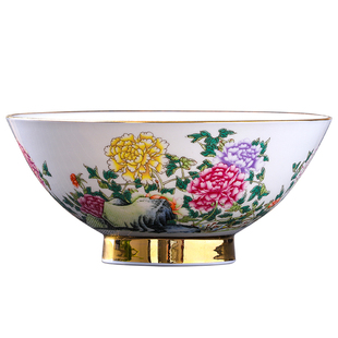 景德镇中式家用陶瓷饭碗单个仿古大号高脚防烫7寸大碗拉面碗寿碗