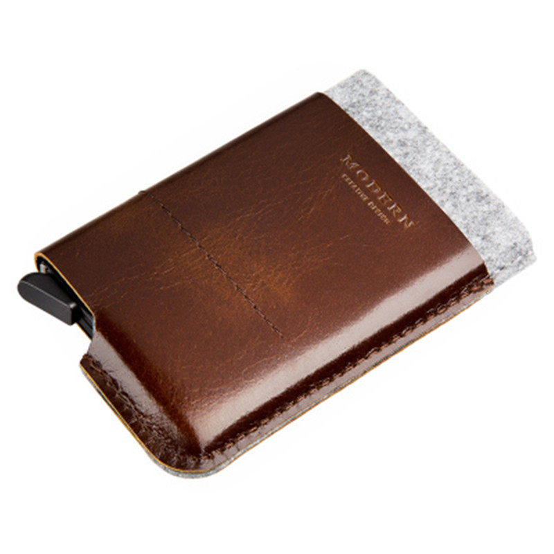 德国MODERN层叠式防盗刷真皮卡包 防消磁牛皮卡盒自动卡盒钱包