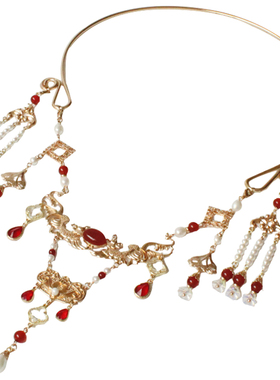 原创汉服配饰古典红色手作