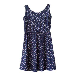 小清新碎花棉质吊带短裙夏季时尚宽松大码系带显瘦女背心连衣裙子