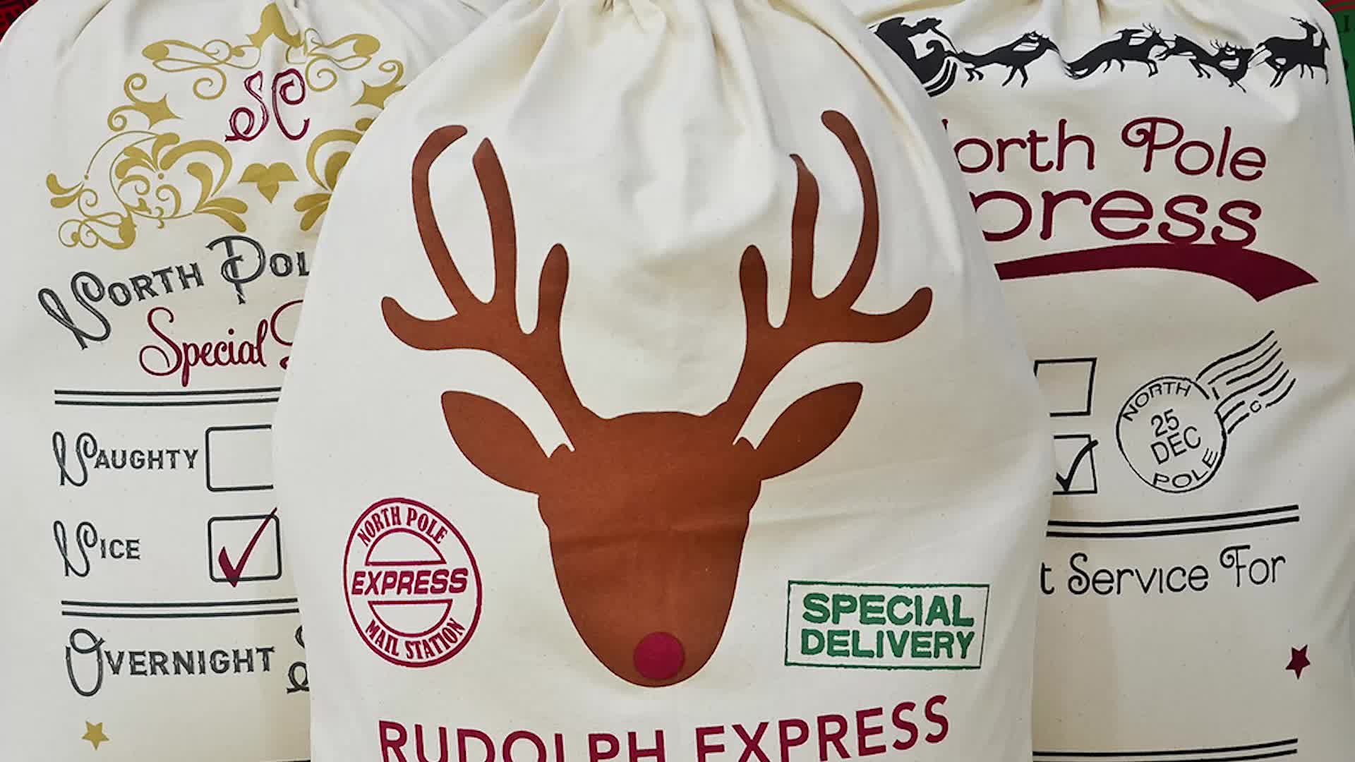 Amazon 2017 Christmas Eve Decor 100 Cotton Bag Wholesale Santa Sacks