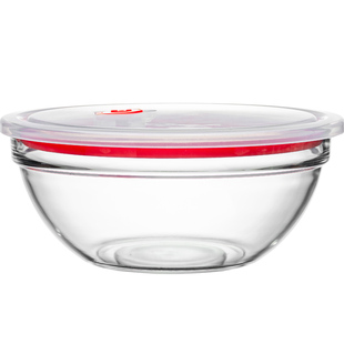 乐美雅钢化透明玻璃碗套装带盖家用微波炉耐热玻璃餐具沙拉大汤碗