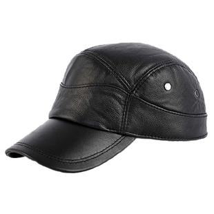 冠师傅冬季男士保暖真皮帽子男式内置护耳帽中青老年人棒球帽