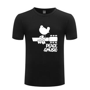 2017纯棉男式短袖T恤 Woodstock 音乐节摇滚吉他 圣诞节礼物 父亲