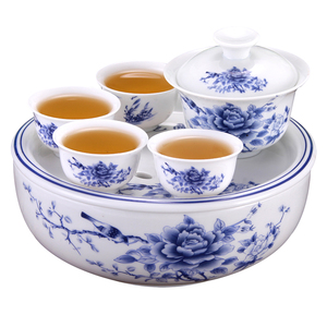 陶瓷袖珍功夫茶具套装旅行茶具包带茶盘套便携茶具整套旅游小茶具