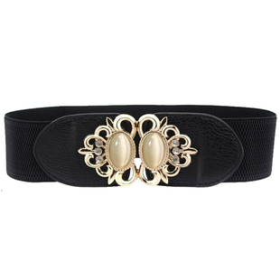 时尚羽绒服装饰松紧腰带女款宽韩版百搭女士连衣裙宽腰封裙子配饰