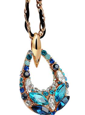 新款五晶叶秋冬高端大气毛衣链