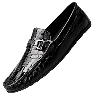 花花公子男鞋春季透气真皮豆豆鞋男头层牛皮休闲皮鞋男百搭鞋子男