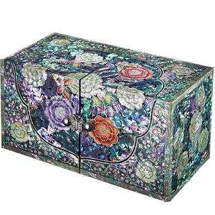 锦贝传说螺钿漆器首饰盒子实木质复古中式公主耳环项链饰品收纳盒