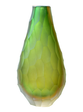 水晶加厚手工雕刻砖石玻璃花瓶