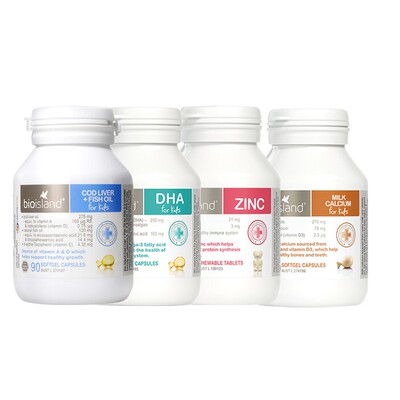 澳洲代购四宝套餐Bioisland婴幼儿【乳钙+DHA+鱼油+锌】悉尼小卓