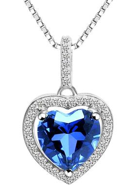 海洋之心蓝宝石克拉吊坠彩钻项链