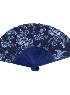 蓝印花布扇子折扇舞台旅游纪念品