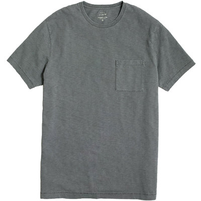 J.CREW阿美咔叽圆领口袋竹节棉复古基础打底短袖T恤成衣件染Jcrew