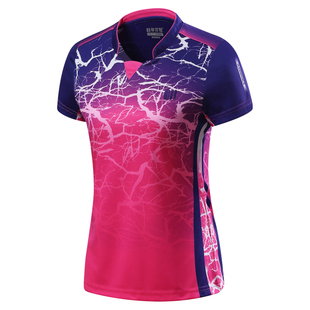 粉色系团购定制单双号羽毛球服男女款透气速干运动服短袖t恤上衣